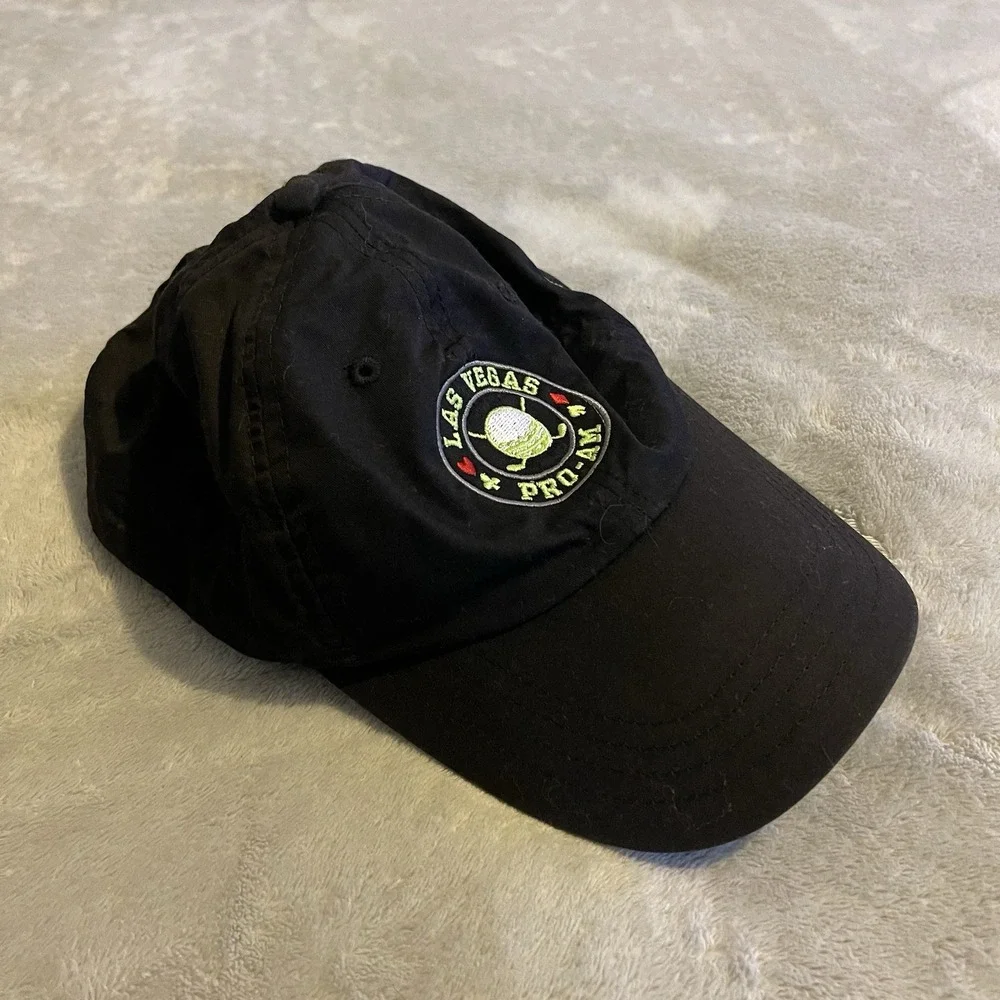 Las Vegas Hat Men One Size Black Baseball Cap Adjustable Workout Lightweight Gym